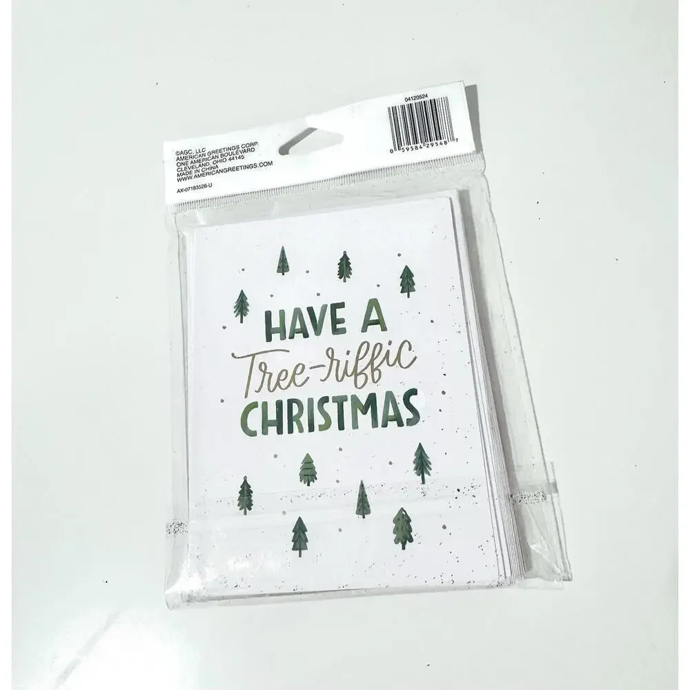 NEW American Greetings Christmas Blank Note Cards White Envelopes 2 Design 10ct